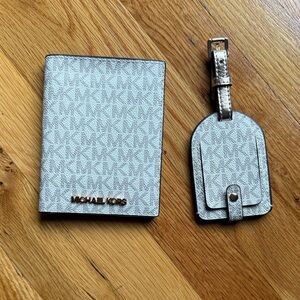 Michael Kors Silver Passport Holder and Luggage Tag
